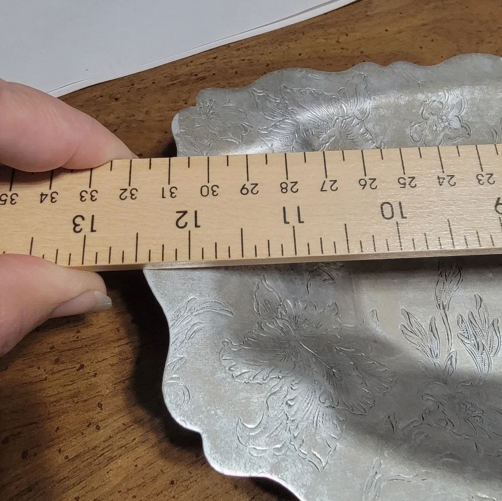 Vintage Forman Family Aluminum With Engraved Flowers Bread Tray. Beautiful